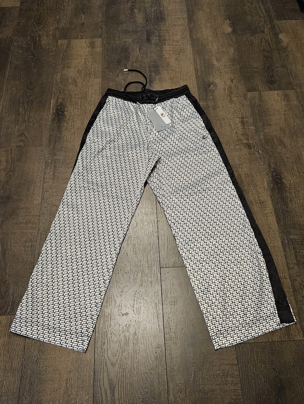 FILA Monochrome Patterned Wide-Leg Track Pants